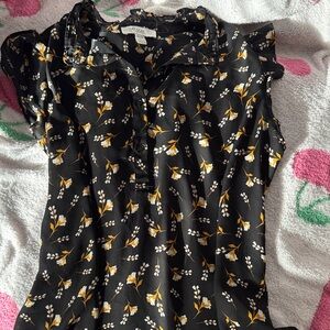 Chico's Black and Yellow Floral Blouse